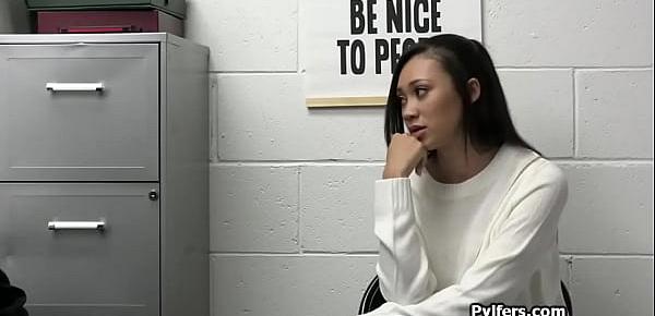 Busty Asian ex colleague caught using old keys